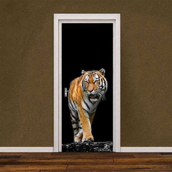 

new ferocious tiger door living room suite bedroom home decoration painting waterproof removable pvc wall sticker