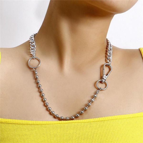 

luokey hiphop choker ожерелья цвета серебра круглый брелок кулон ожерелье для женщин модные бусы цепи chocker воротник ювелирных изделий, Golden;silver