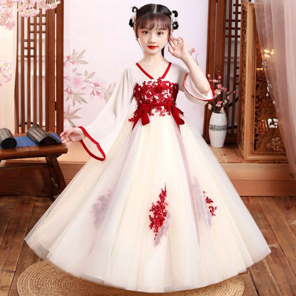 

girls' autumn and winter ru hanfu fairy red children's chine drs skirt ancient sle, Red;yellow
