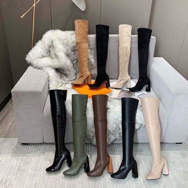 

women heels autumn and winter knitted elastic boots socks and knee boots fashion stockings shoes long boots 82, Black