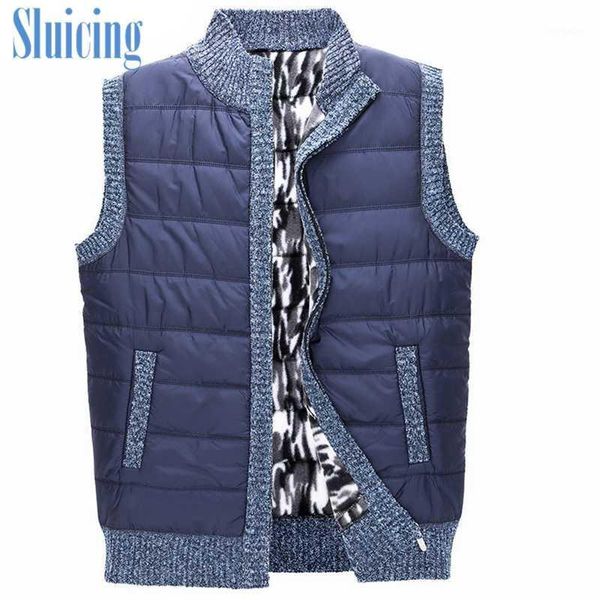 

sluicing 2020 winter men's knitting and down cotton men's vest knit sweater plus velvet casual jacket knitted cardigan men1, White;black
