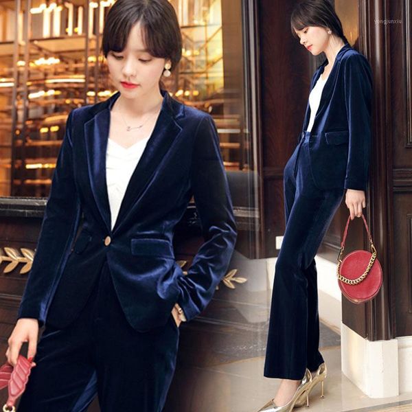 

the new gold velvet suit western style two-piece female autumn and winter fashion career by age corduroy suits1, White;black