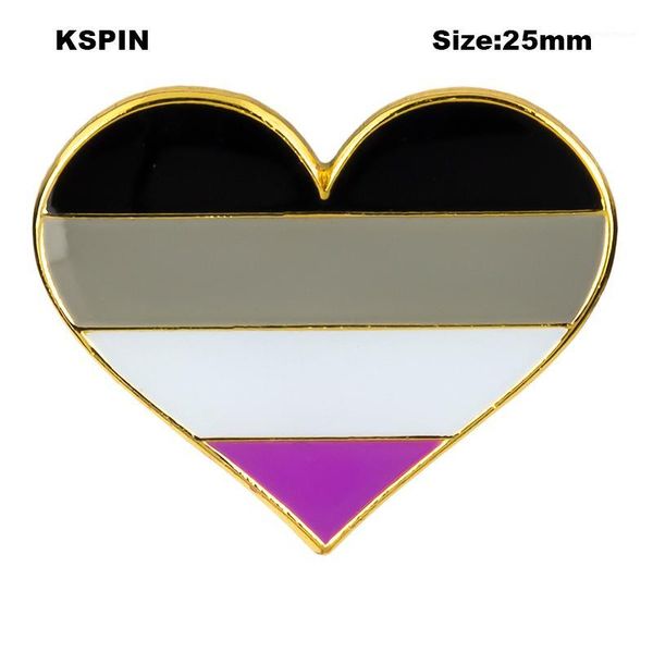 

pins, brooches asexual heart shaped flag lapel pin badge brooch icons xy06291, Gray