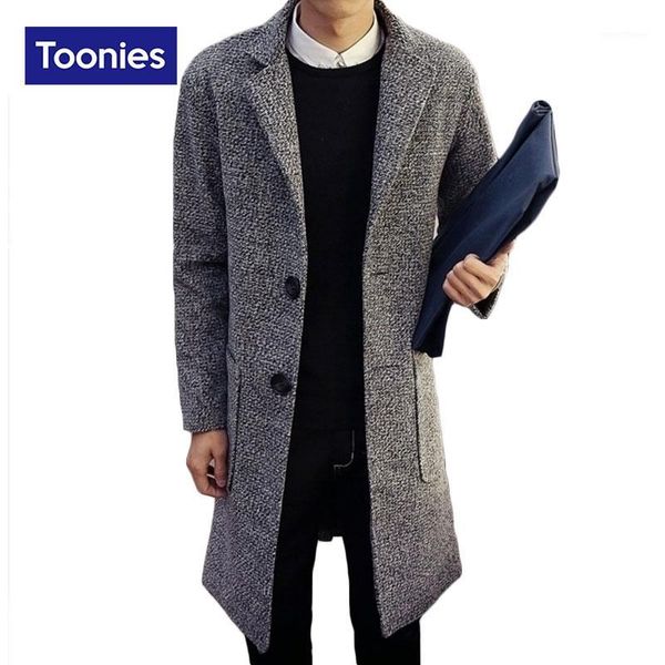 

wholesale- man's fashion winter woolen coat long length man slim casual woolen jacket 2016 fashion male plus velvet woolen thickening c, Black