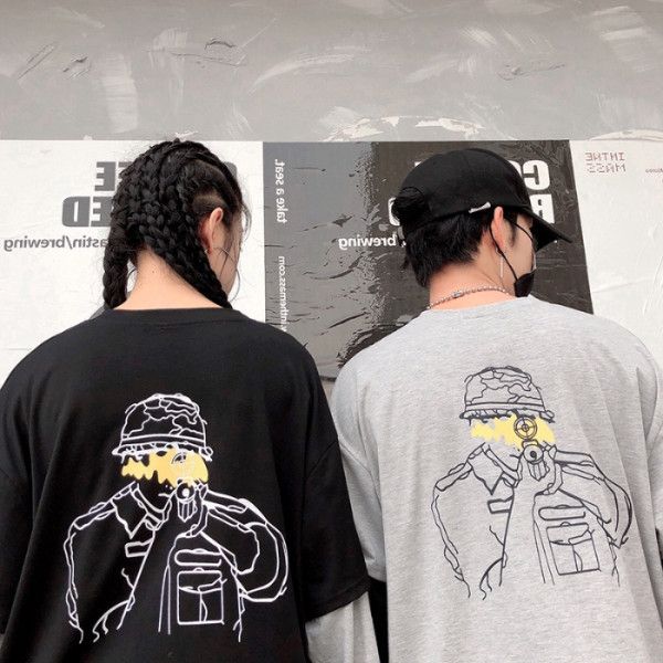 

fall 2020 homestay loose t-shirt t-shirt stitching fake two round neck long sleeve t-shirts for men and women chpvd, White