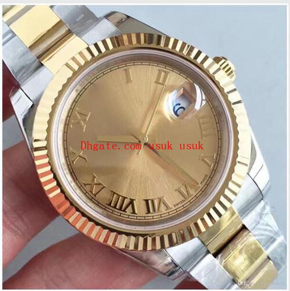 

u1 factory luxury watches 41mm steel yellow gold stainless steel bracelet roman dial mechanical automatic men wristwatches quality, Slivery;brown