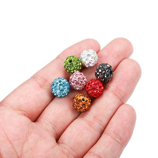 

10pcs/lot 10mm clay micro pave rhinestone crystal spacer beads for diy bracelet earrings jewelry making supplies str sqckob
