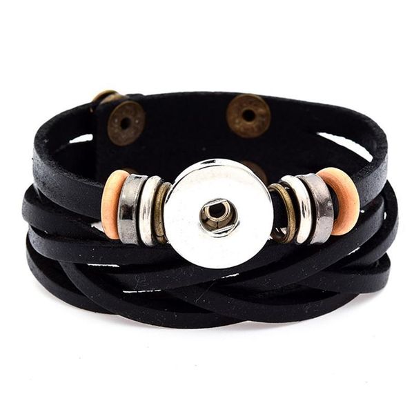 

adjustable braided leather snap button bracelet fit 18mm snap jewelry handmade knit shoelace 18mm snap b bbyifa, Golden;silver