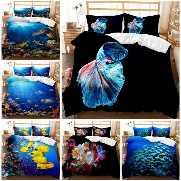 

bedding sets marine life set 3d tropical fish 3pcs duvet cover home textile comforter quilt single double  king size
