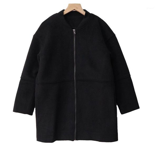 

black coat women's zipper long sleeve autumn winter new jacket1