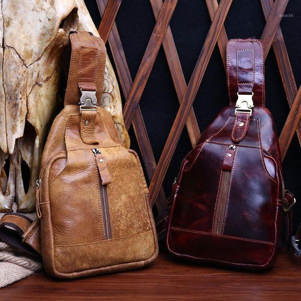 

guangzhou leather men's bags wholesale fashion casual men's korean chest bag leather messenger bag small package1
