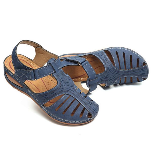 

woman summer vintage wedge sandals buckle casual sewing women shoes female ladies platform retro sandalias plus size, Black