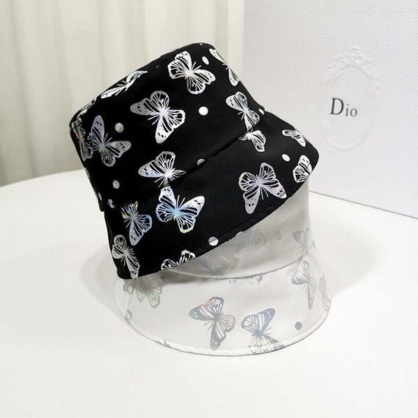 

bucket hat женщины светоотражающие бабочка печати рыбак hat 2020 осень новый черный / белый солнцезащитный, Blue;gray