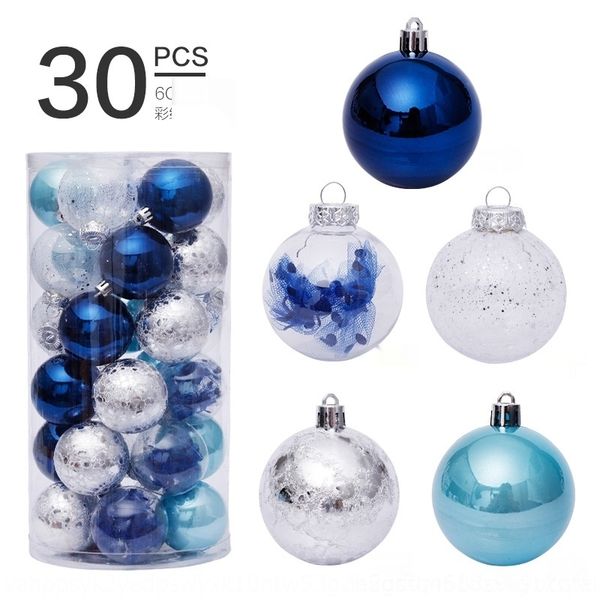 

ia4m3 30pcs 6cm decorations blue christmas pendant ball ball transparent set christmas tree pendant zzgti