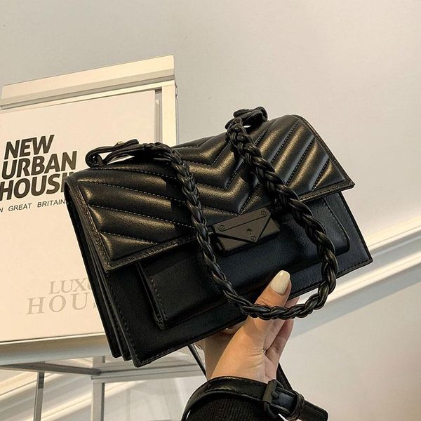 

cross body 2021 women small handbags crossbody shoulder bag woven strap purses black clutch 100%