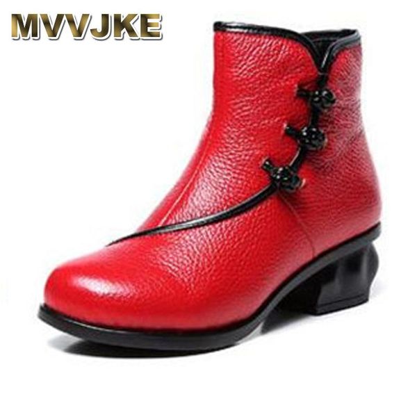 

mvvjke genuine leather platform women ankle boots soft leather thick high heel boots winter autumn warm snow e016, Black