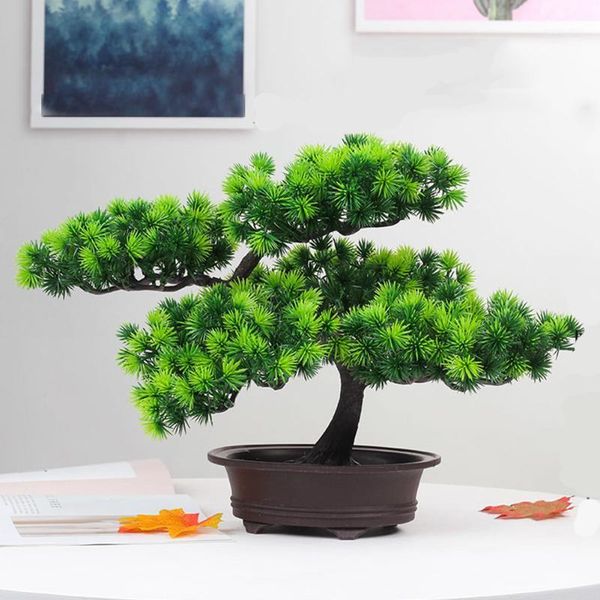 

gift simple lifelike ornament office pine tree diy artificial festival decorative bonsai simulation home potted plant1