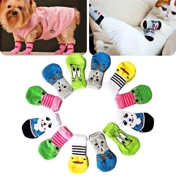 

4pcs dog shoes soft pet knits socks cute cartoon dog socks for small big dogs cat sock breathable boots pet products1