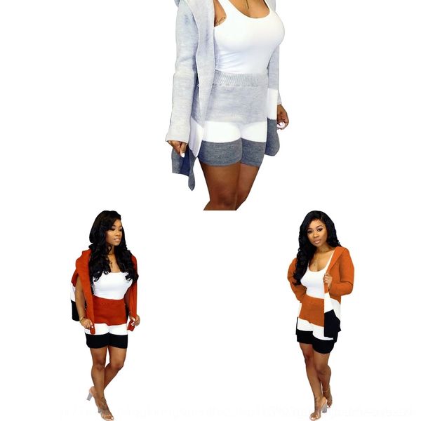 

nyd23 m953 long v-neck boutique sleeve contrast contrast color two-piece set m953 boutique v-neck long sleeve hooded sweater hooded color tw, Gray
