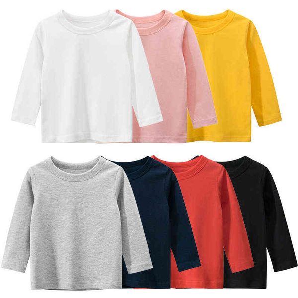 

long sleeves kids children t shirt boys girls toddler infant baby clothing casual t-shirts tees shirt children clothes g220223, Blue