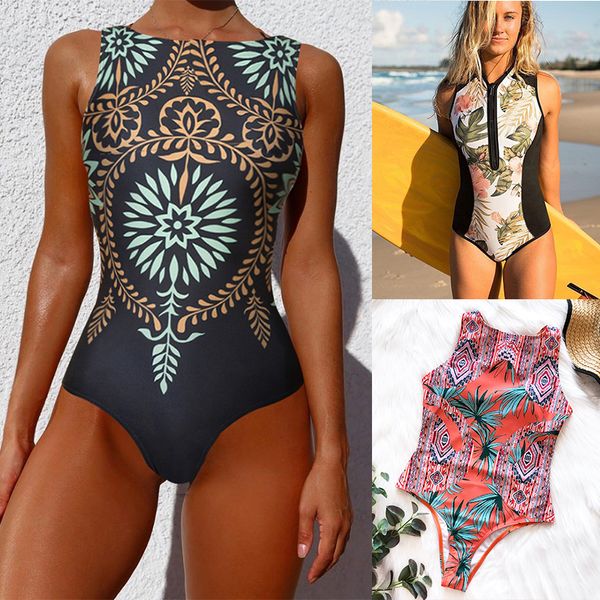 

striped women one piece swimsuit swimwear printed push up monokini summer bathing suit tropical bodysuit female y200319, White;black