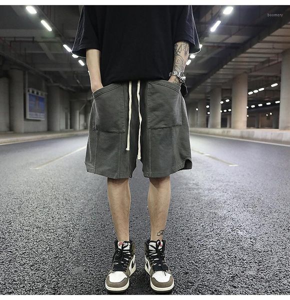 

japanese style men shorts beach classical washed pocket drawstring gothic owen ro loose outdoor man short high street hip hop1, White;black