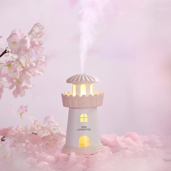 

cute light tower ultrasonic air humidifier mini usb mist maker 150ml time setting night light water sprayer deskdiffuser1
