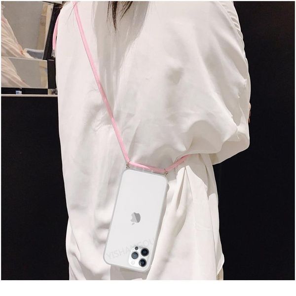 

strap cord chain transparent case for iphone 12 11 pro xs max xr x 7 8 6 6s plus se 2020 qylvjg