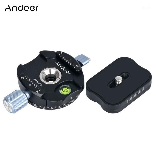 

andoer pan-c1 panoramic tripod head ball head clamp adapter with quick release plate for arca-swiss as standard qr plates1