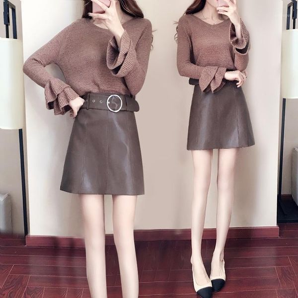 

2020 spring and autumn new women's fashion trend foreign style suit casual loose slim two-piece short skirt sweet and gentle1, Gray