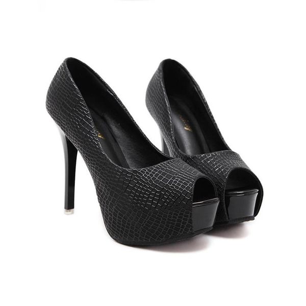 

new brand socialite super high heel sandals women peep-toe nightclub thin heel shoe leather designer shoes party occupation sandal, Black