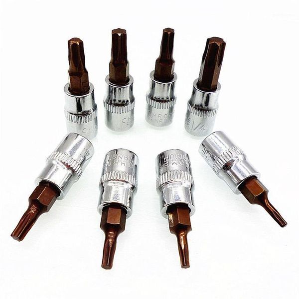 

8-piece torx bit socket set 1/4 inch square drive adapter t8 t10 t15 t20 t25 t27 t30 t40 s2 steel (8-pack)1