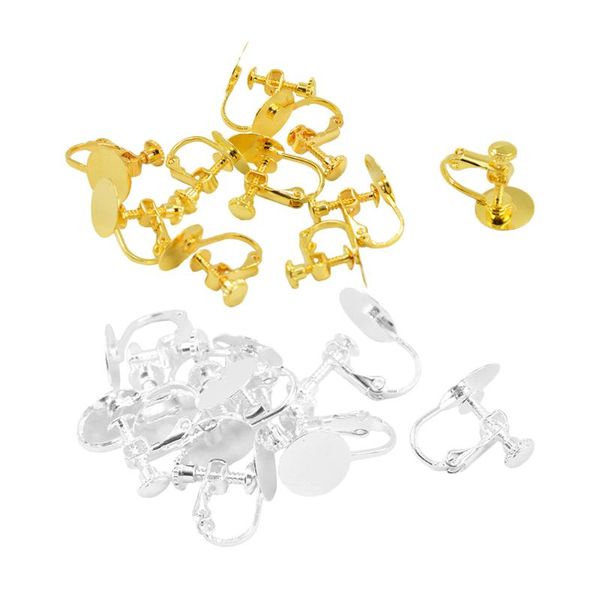 

20pcs screw pad clip on earring diy with loop gold color white k plated fashion earring jewelry making findings, Golden;silver