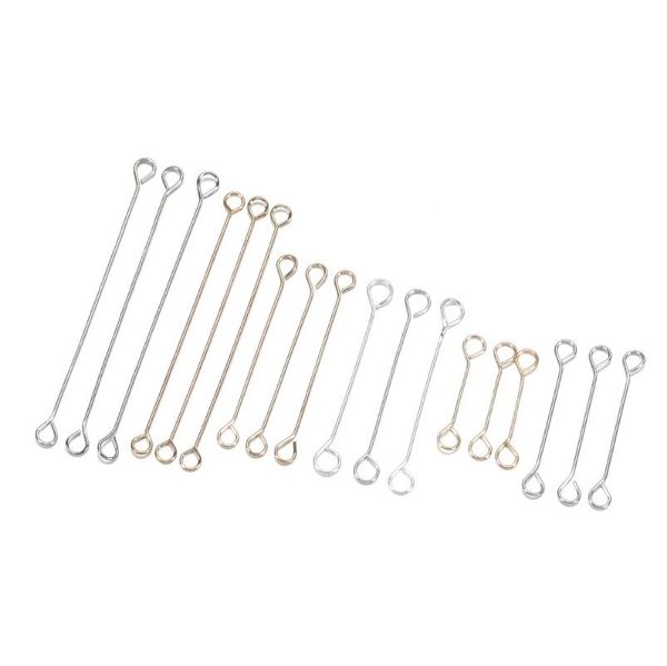 

50pcs lot 15 20 25 30 45mm metal steel double eye pin earrings ear connecting rod for diy jewelry pins making handcraft f wmtcfh, Gray