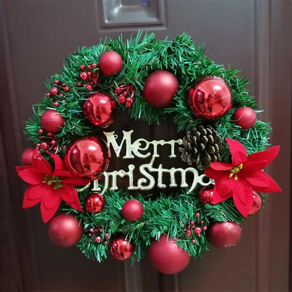 

decorative flowers & wreaths christmas artificial wreath round wall hanging door window wedding party decor 30cm