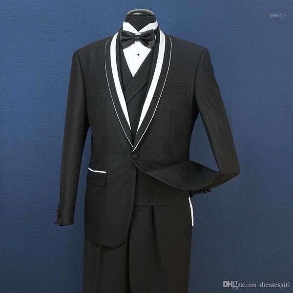 

2020 new fashion wedding men suits 3 pieces (jacket+pant+vest+tie) groom men suit tuxedos mens terno masculino blazers for man1, White;black