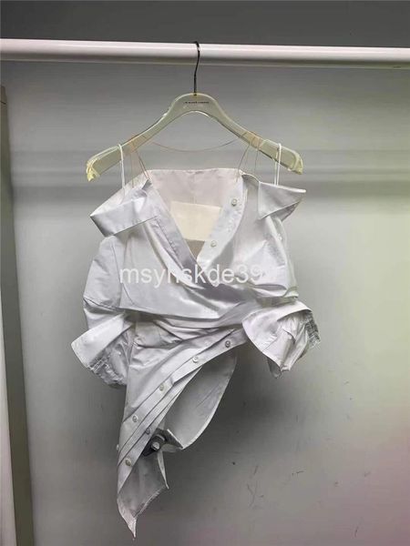

women's blouses & shirts aw king autumn white irregular pleated shirt medium sleeve personalized top