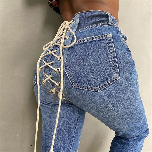 

autumn big new rough pants denim and's loose jeans jeans size trend versatile 2020 belt straight pants#434, Blue