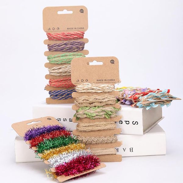 

multi-style jute thread supplies twine burlap string creative children diy handmade party gift packaging rope decoration, Black;white