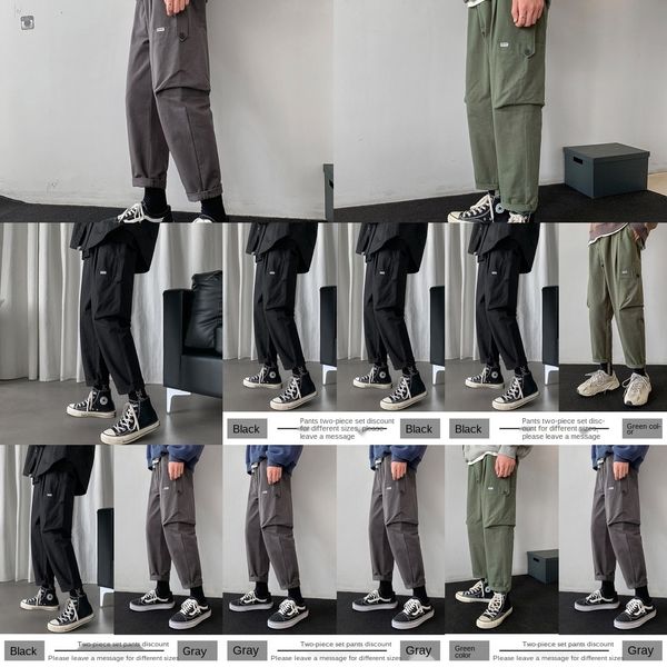 

7vsiz gx5e4 ins trendy overalls casual loose pantsstraight korean style casual pants spring cec pants for men's super overalls, Blue