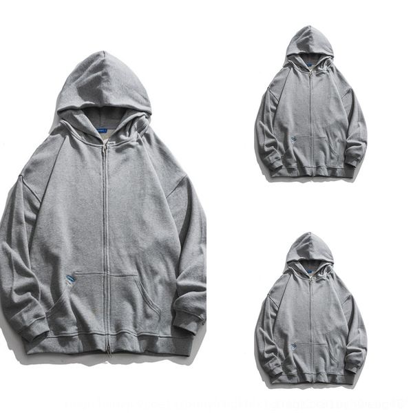 

gi0lq clothes road ancient 20 autumn casual loose style boysall-around simple style pure color hooded pullover pullover sweaterclothes sweat, Black