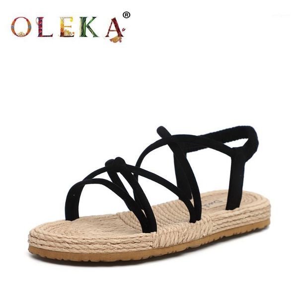 

oleka flats sandals women elegant style rome strange heelcasual fashion round toe gladiator sandals women 2020 as1451, Black