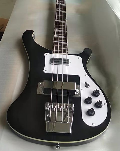 

china oem factory rickenback 4003 black electric bass guitar with double output