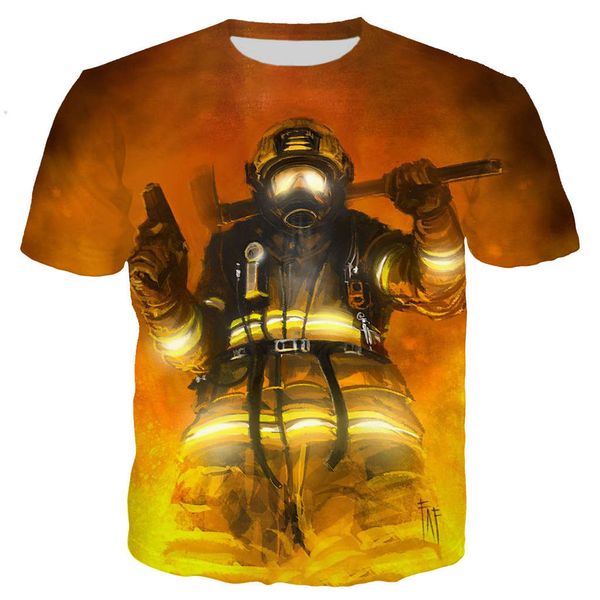

firefighter 3d print shirts funny harajuku aesthetic men clothing
