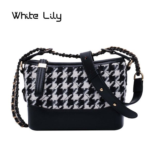

new luxury women shoulder bag designer handbag houndstooth messenger bag pu leather chain crossbody bag for ladies c1223