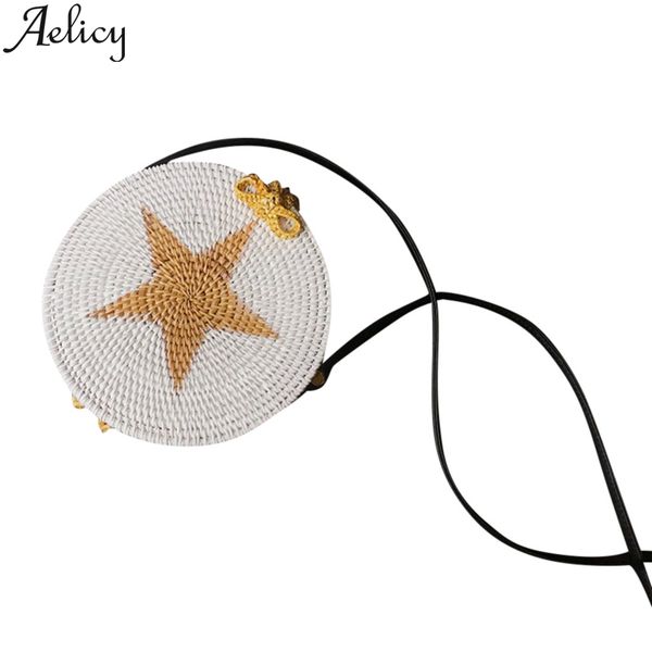 

aelicy 2020 круглый соломы женские сумки лето rattan сумка ручной работы пляж коммуникатор круглый crossbody сумки для женщин