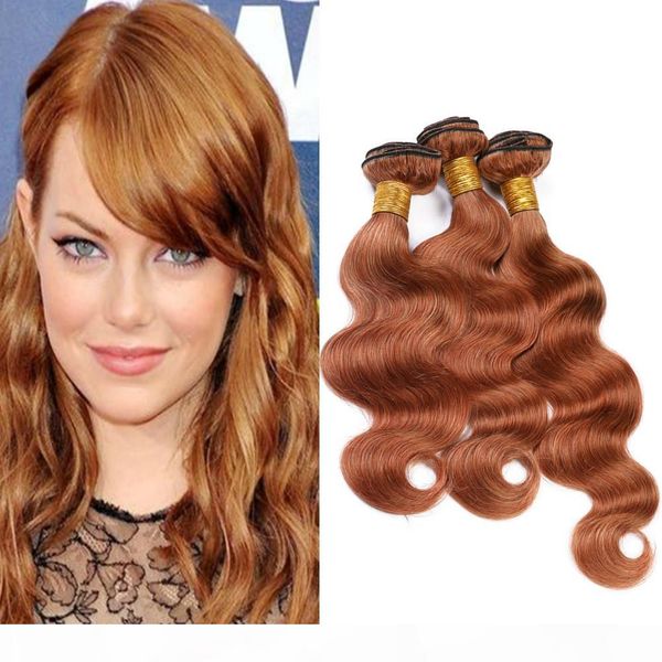 

pure 30 peruvian wavy human hair 3 bundles double wefts body wave medium auburn human hair weave extensions light brown virgin hair wefts, Black