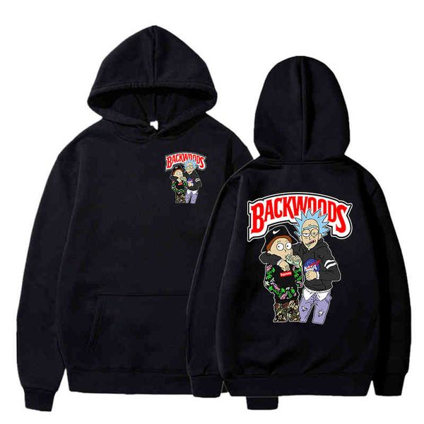 

causal men printing design pullover sweatshirt backwoods hoodie, Black