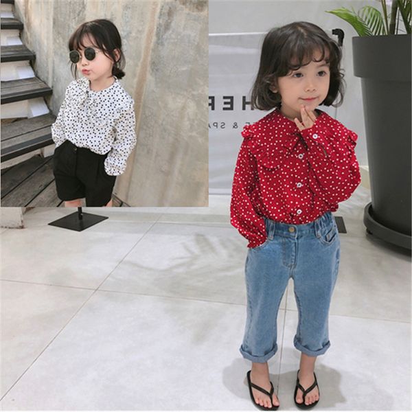 

girls shirts long sleeve point doll toddler kids heart print bottoming blouses 2019 autumn children casual fashion clothes y200704, White;black