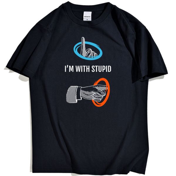 

i'm with portal pattern simple and stylish action for man casual vintage breathable male sport hooded sweatshirt hoodie t shirt